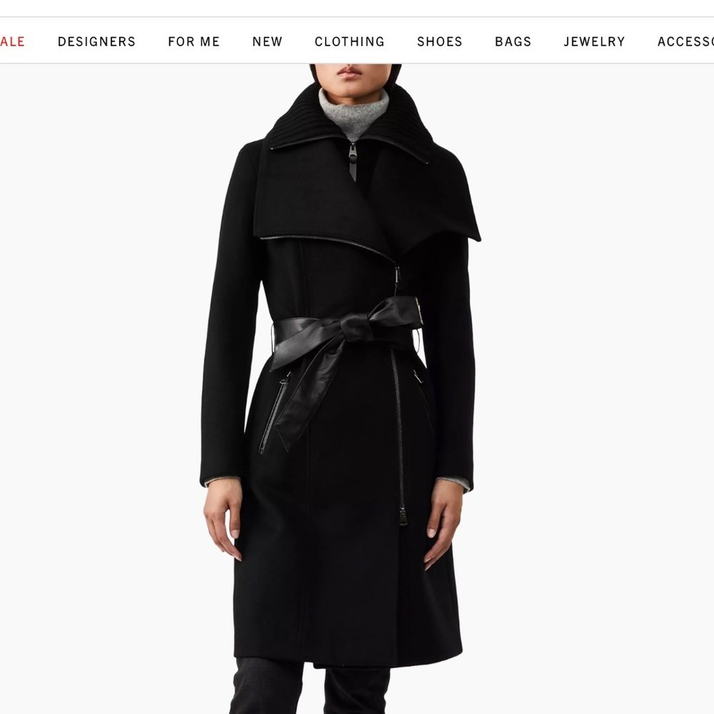 Mackage Nori-K Double Collar Coat Sz L in Black